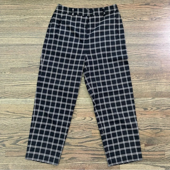 1. State black and white plaid straight leg pants size 8 - Picture 1 of 9